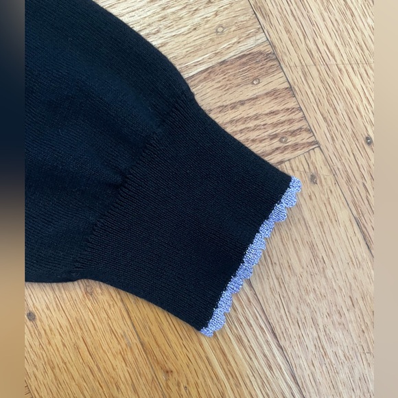 Saint+Sofia Scalloped Edge Crew Neck Sweater, Black and Purple, Women’s M, NWT - Picture 3 of 14